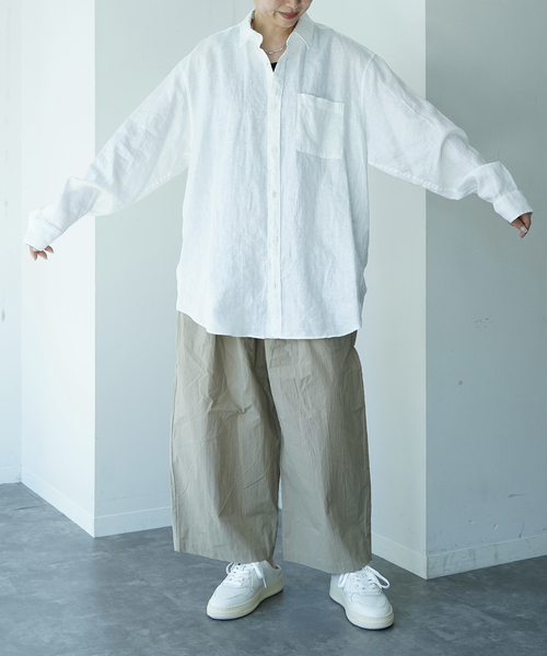 JOURNAL STANDARD LUXE（ジャーナルスタンダード　ラックス）の「Tabbyリネン Plainシャツ（シャツ/ブラウス・レディース・ホワイト/ネイビー・FREE）」の9枚目の写真