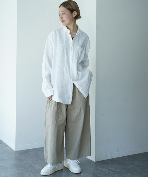 JOURNAL STANDARD LUXE（ジャーナルスタンダード　ラックス）の「Tabbyリネン Plainシャツ（シャツ/ブラウス・レディース・ホワイト/ネイビー・FREE）」の10枚目の写真