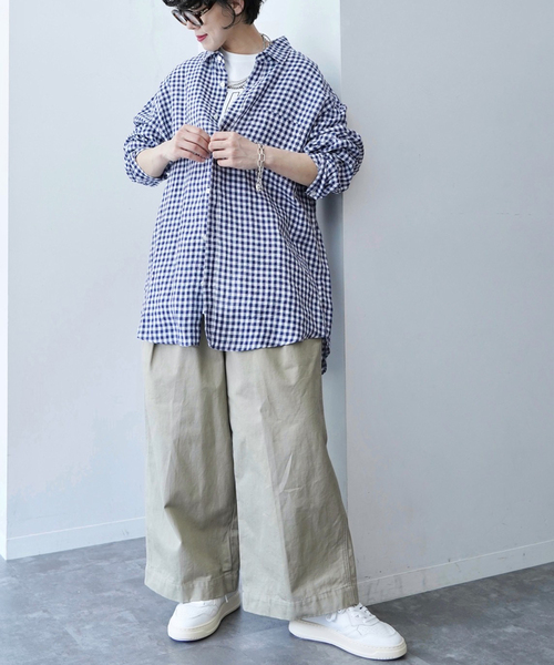 JOURNAL STANDARD LUXE（ジャーナルスタンダード　ラックス）の「Tabbyリネン Plainシャツ（シャツ/ブラウス・レディース・ホワイト/ネイビー・FREE）」の12枚目の写真