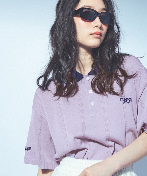 Kappa（カッパ）の「≪Kappa×and ST ウェルネスクラブ≫ニットポロシャツ（ポロシャツ・レディース・ベージュ/ブルー/ネイビー/ラベンダー・LARGE/MEDIUM/SMALL）」の4枚目の写真