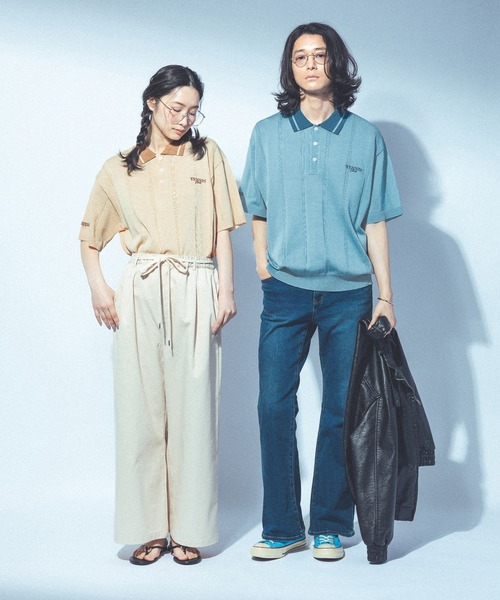 Kappa（カッパ）の「≪Kappa×and ST ウェルネスクラブ≫ニットポロシャツ（ポロシャツ・レディース・ベージュ/ブルー/ネイビー/ラベンダー・LARGE/MEDIUM/SMALL）」の6枚目の写真