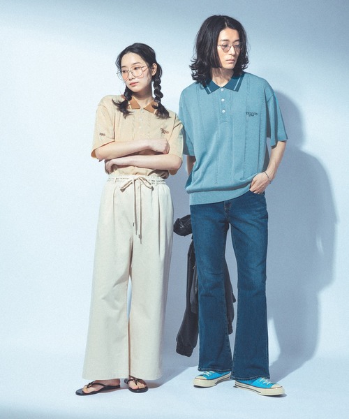 Kappa（カッパ）の「≪Kappa×and ST ウェルネスクラブ≫ニットポロシャツ（ポロシャツ・レディース・ベージュ/ブルー/ネイビー/ラベンダー・LARGE/MEDIUM/SMALL）」の7枚目の写真