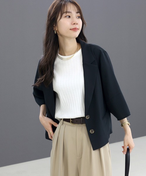 Aletta vita(アレッタビータ)の「綿ワイドリブフレンチプルオーバー(Tシャツ/カットソー・レディース・モカ/ブラック/オフホワイト・M)」の10枚目の写真