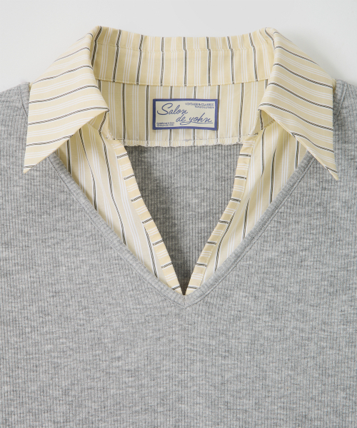 SALON DE YOHN（サロンドヨーン）の「Striped Shirt Detail Jersey Dress_ Gray（ワンピース・レディース・その他・SMALL/MEDIUM）」の2枚目の写真
