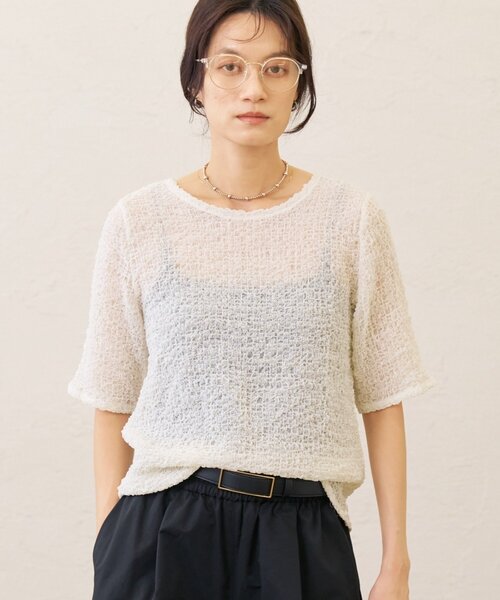 Omekashi（オメカシ）の「シャーリングプルオーバー（Tシャツ/カットソー・レディース・ブラック/ブルー/オフホワイト・FREE）」の2枚目の写真