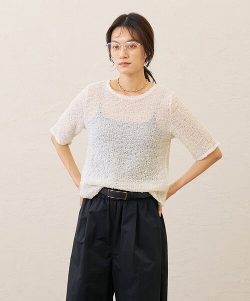 Omekashi（オメカシ）の「シャーリングプルオーバー（Tシャツ/カットソー・レディース・ブラック/ブルー/オフホワイト・FREE）」の5枚目の写真