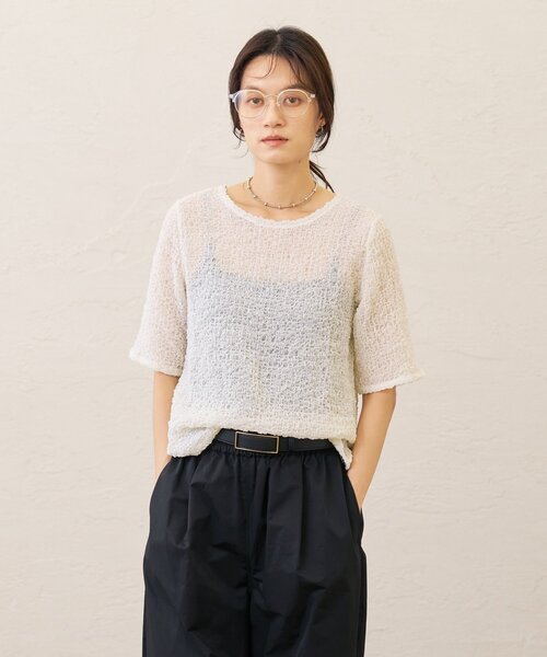 Omekashi（オメカシ）の「シャーリングプルオーバー（Tシャツ/カットソー・レディース・ブラック/ブルー/オフホワイト・FREE）」の6枚目の写真