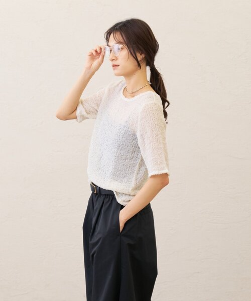 Omekashi（オメカシ）の「シャーリングプルオーバー（Tシャツ/カットソー・レディース・ブラック/ブルー/オフホワイト・FREE）」の7枚目の写真