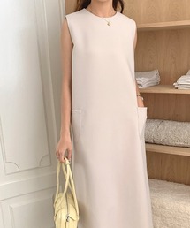 ノースリーブ ジレワンピース