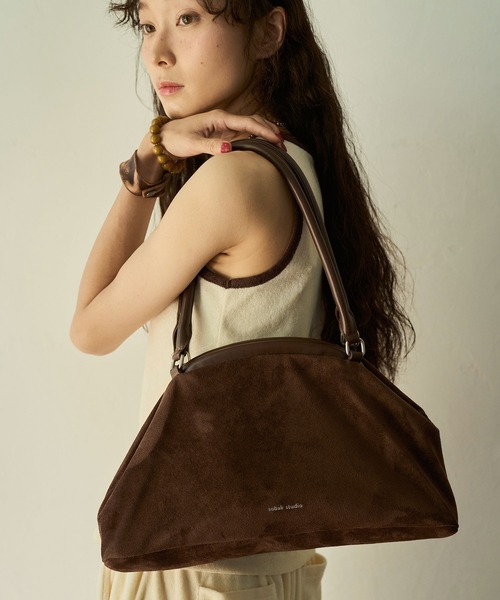 sobak studio（ソバクスタジオ）の「がま口ショルダーバッグ / Clasp Shoulder Bag（ショルダーバッグ・レディース・ブラウン/ライトグリーン/ミント・FREE）」の7枚目の写真