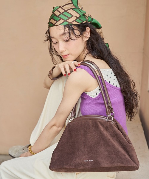 sobak studio（ソバクスタジオ）の「がま口ショルダーバッグ / Clasp Shoulder Bag（ショルダーバッグ・レディース・ブラウン/ライトグリーン/ミント・FREE）」の10枚目の写真