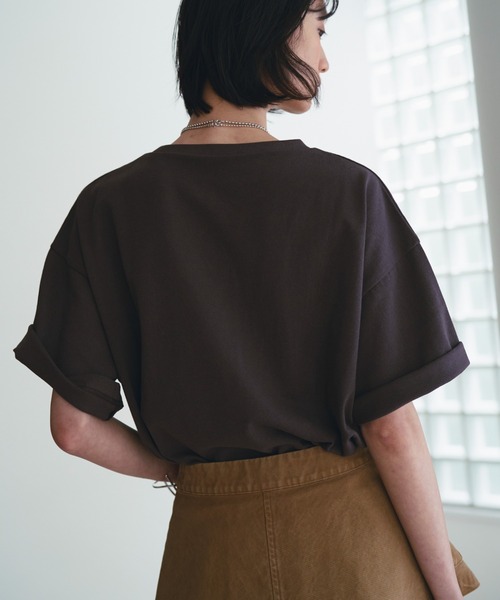 SOEMIN（ソミン）の「Logo over size T-shirt／ロゴ刺繍オーバーサイズTシャツ（Tシャツ/カットソー・レディース・グレー/ピンク/ホワイト・FREE）」の5枚目の写真