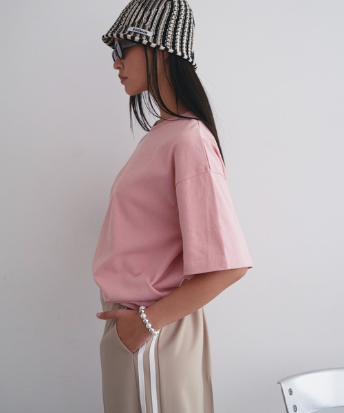 SOEMIN（ソミン）の「Logo over size T-shirt／ロゴ刺繍オーバーサイズTシャツ（Tシャツ/カットソー・レディース・グレー/ピンク/ホワイト・FREE）」の13枚目の写真