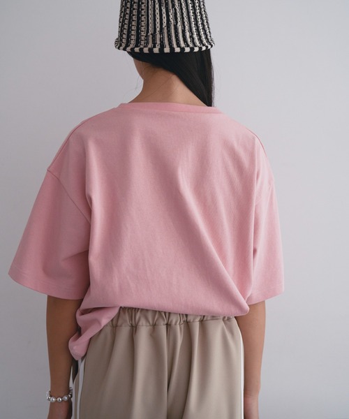SOEMIN（ソミン）の「Logo over size T-shirt／ロゴ刺繍オーバーサイズTシャツ（Tシャツ/カットソー・レディース・グレー/ピンク/ホワイト・FREE）」の14枚目の写真