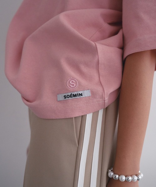 SOEMIN（ソミン）の「Logo over size T-shirt／ロゴ刺繍オーバーサイズTシャツ（Tシャツ/カットソー・レディース・グレー/ピンク/ホワイト・FREE）」の15枚目の写真