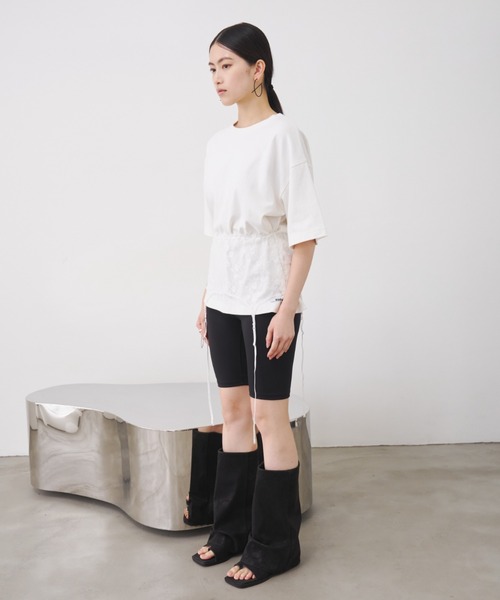 SOEMIN（ソミン）の「Logo over size T-shirt／ロゴ刺繍オーバーサイズTシャツ（Tシャツ/カットソー・レディース・グレー/ピンク/ホワイト・FREE）」の21枚目の写真