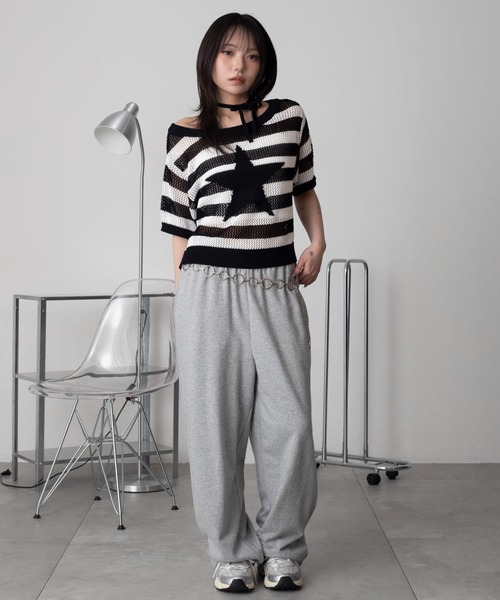 WEGO(ウィゴー)の「WEGO/オフショルメッシュニット(Tシャツ/カットソー・レディース・グレー系その他5/ホワイト系その他5・FREE)」の3枚目の写真