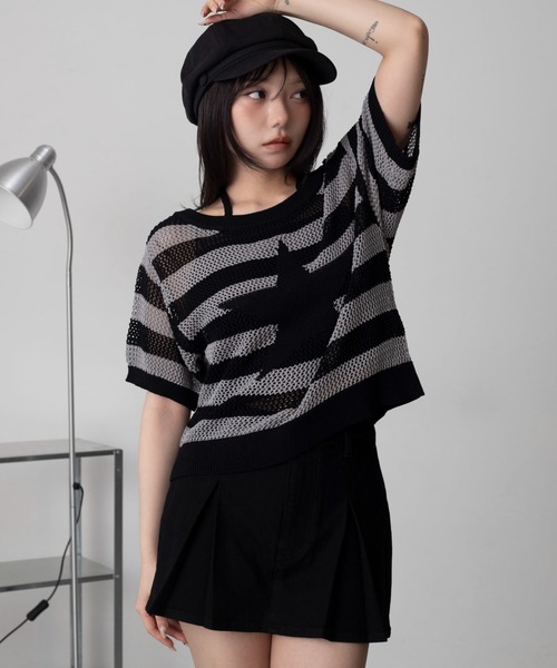 WEGO(ウィゴー)の「WEGO/オフショルメッシュニット(Tシャツ/カットソー・レディース・グレー系その他5/ホワイト系その他5・FREE)」の16枚目の写真