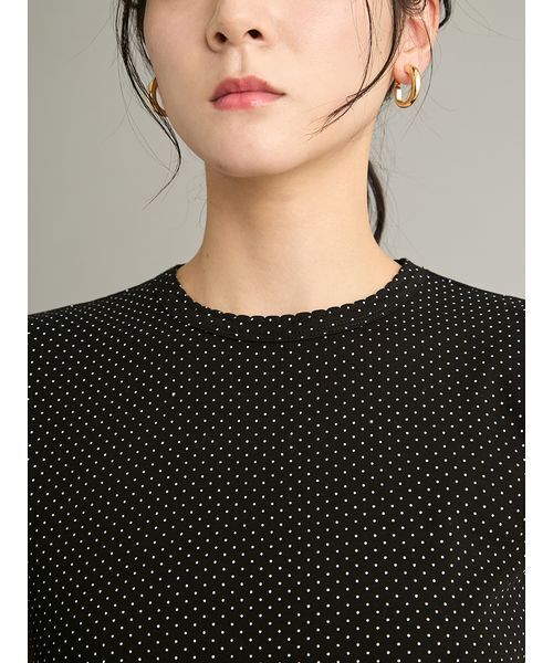 Mila Owen(ミラオーウェン)の「【接触冷感】DOTスカラップコンパクトTシャツ(Tシャツ/カットソー・レディース・ブラック/ホワイト・F)」の7枚目の写真