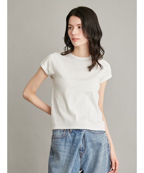 Mila Owen(ミラオーウェン)の「【接触冷感】DOTスカラップコンパクトTシャツ(Tシャツ/カットソー・レディース・ブラック/ホワイト・F)」の12枚目の写真