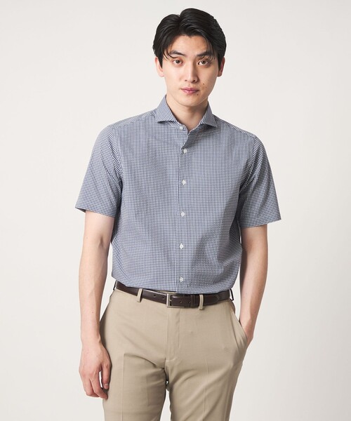 A DAY IN THE LIFE UNITED ARROWS（アデイインザライフユナイテッドアローズ）の「サッカー カッタウェイ ショートスリーブシャツ＜A DAY IN THE LIFE＞（シャツ/ブラウス・メンズ・ホワイト/ロイヤルブルー/その他2・L/M/S/XL）」の4枚目の写真
