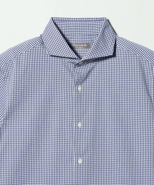 A DAY IN THE LIFE UNITED ARROWS（アデイインザライフユナイテッドアローズ）の「サッカー カッタウェイ ショートスリーブシャツ＜A DAY IN THE LIFE＞（シャツ/ブラウス・メンズ・ホワイト/ロイヤルブルー/その他2・L/M/S/XL）」の22枚目の写真