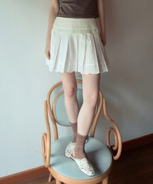 Eyelet Pleated Skirt_White(OB6SK09)