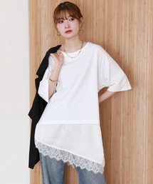 レースドッキングTシャツ 半端袖