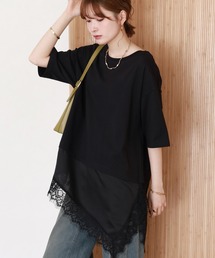レースドッキングTシャツ 半端袖