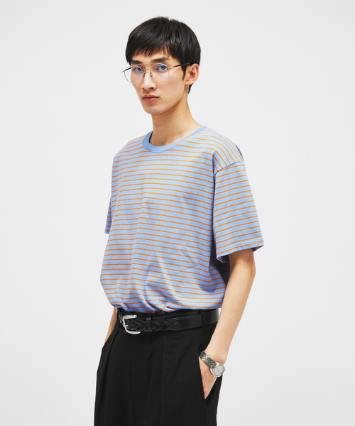 JOURNAL STANDARD(ジャーナルスタンダード)の「ハッピー ボーダー Tシャツ + スカーフ (2点セット)(Tシャツ/カットソー・メンズ・ホワイト/ブラック/ネイビー/ブルー系その他・MEDIUM/LARGE)」の15枚目の写真