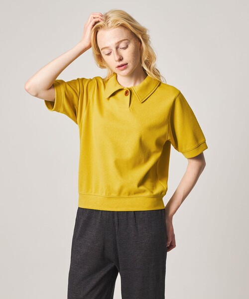 Steven Alan＞ブークレ ダンボール ワンボタン ハーフスリーブ プル