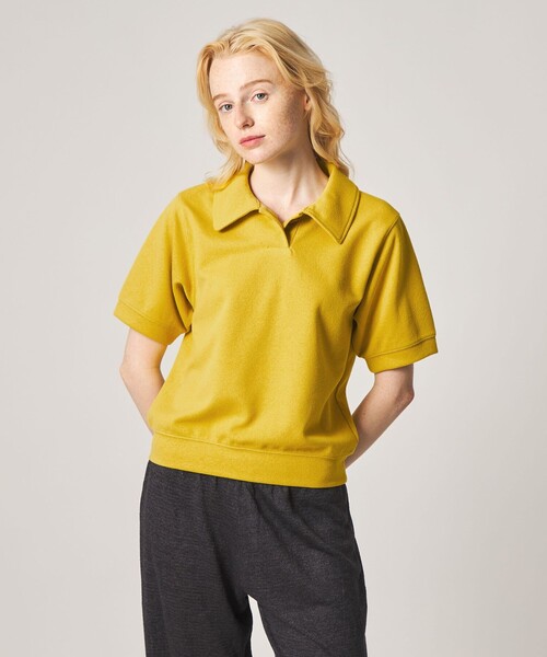 Steven Alan（スティーブンアラン）の「＜Steven Alan＞ブークレ ダンボール ワンボタン ハーフスリーブ プルオーバー ライト（Tシャツ/カットソー・レディース・オフホワイト/イエロー/ブラック・FREE）」の5枚目の写真