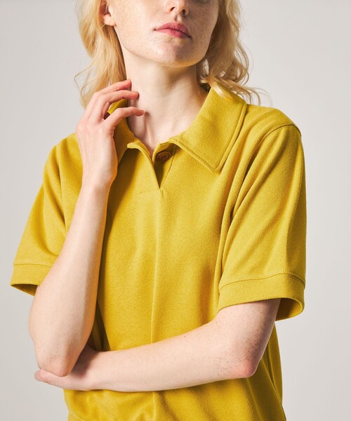 Steven Alan（スティーブンアラン）の「＜Steven Alan＞ブークレ ダンボール ワンボタン ハーフスリーブ プルオーバー ライト（Tシャツ/カットソー・レディース・オフホワイト/イエロー/ブラック・FREE）」の9枚目の写真