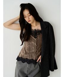 LAGUNAMOON | レーストリミングベロアキャミソール 【セットアップ対応】(Tシャツ/カットソー)