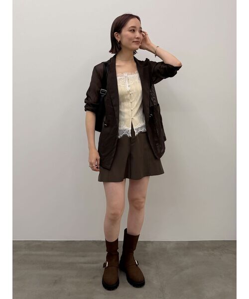 LAGUNAMOON(ラグナムーン)の「レーストリミングベロアキャミソール(Tシャツ/カットソー・レディース・ブラック/マスタード/アイボリー/モカ・FREE)」の7枚目の写真