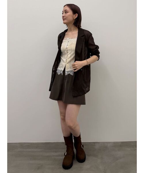 LAGUNAMOON(ラグナムーン)の「レーストリミングベロアキャミソール(Tシャツ/カットソー・レディース・ブラック/マスタード/アイボリー/モカ・FREE)」の8枚目の写真