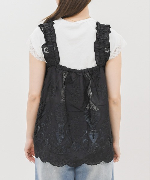 MISCH MASCH(ミッシュマッシュ)の「2026春夏新作 フリルショルダーレースキャミトップス(シャツ/ブラウス・レディース・ホワイト/ブラック・フリ-)」の9枚目の写真