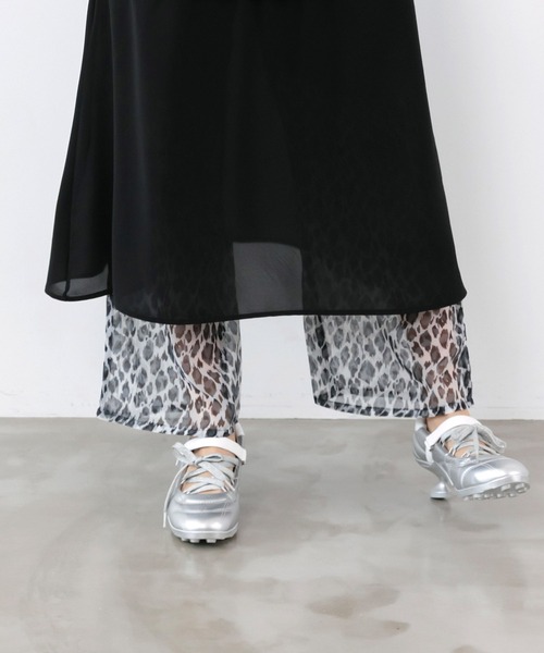 scolar スカラー　ガウチョパンツ　M 162689：2柄展開 シアー裾切替 ボドレーペチパンツ（その他パンツ