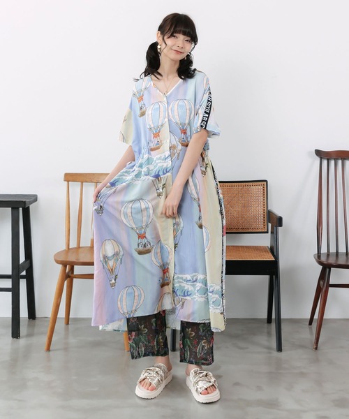 ScoLar（スカラー）の「162689：2柄展開 シアー裾切替 ボドレーペチパンツ（その他パンツ・レディース・ブラック/チャコールグレー・M）」の3枚目の写真