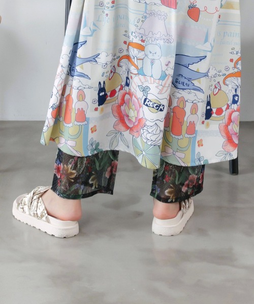 ScoLar（スカラー）の「162689：2柄展開 シアー裾切替 ボドレーペチパンツ（その他パンツ・レディース・ブラック/チャコールグレー・M）」の6枚目の写真