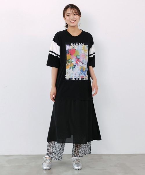 ScoLar（スカラー）の「162689：2柄展開 シアー裾切替 ボドレーペチパンツ（その他パンツ・レディース・ブラック/チャコールグレー・M）」の7枚目の写真