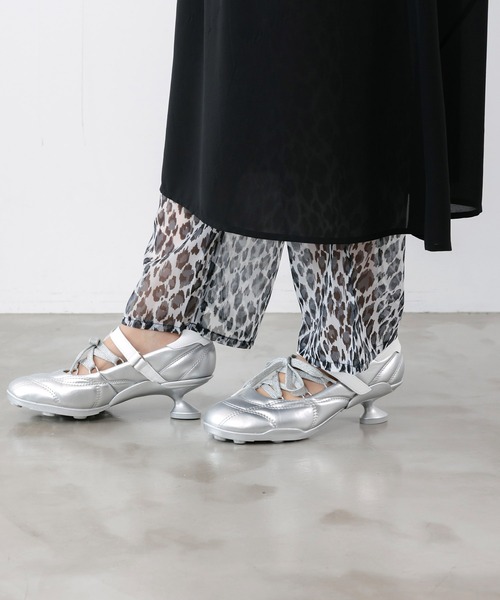 ScoLar（スカラー）の「162689：2柄展開 シアー裾切替 ボドレーペチパンツ（その他パンツ・レディース・ブラック/チャコールグレー・M）」の8枚目の写真