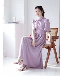 【kanaセレクト】ウエスト切替タックフレアワンピース