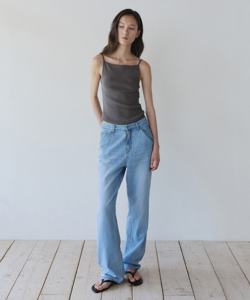 YEARNING(イヤニング)の「LINEN SQUARE NECK KNIT SLEEVELESS, ASH KHAKI(Tシャツ/カットソー・レディース・その他・FREE)」の1枚目の写真