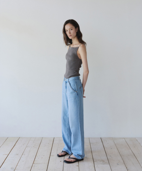 YEARNING(イヤニング)の「LINEN SQUARE NECK KNIT SLEEVELESS, ASH KHAKI(Tシャツ/カットソー・レディース・その他・FREE)」の3枚目の写真