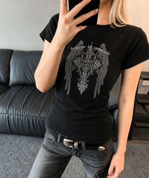 エンジェルクロスシルケットコットンTシャツ_ブラック