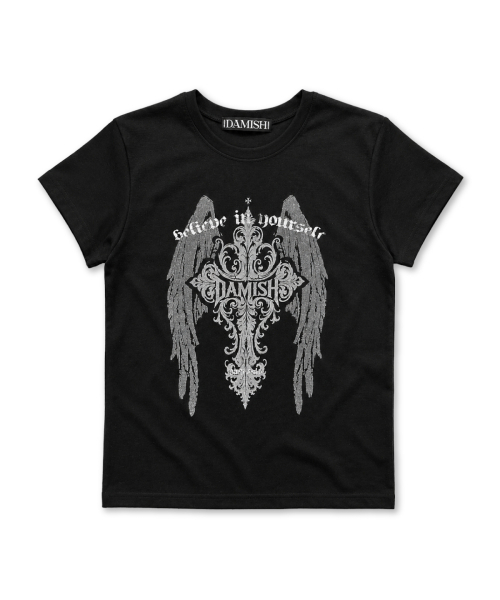 DAMISH（ダミシュ）の「エンジェルクロスシルケットコットンTシャツ_ブラック（Tシャツ/カットソー・レディース・ブラック・OS）」の2枚目の写真