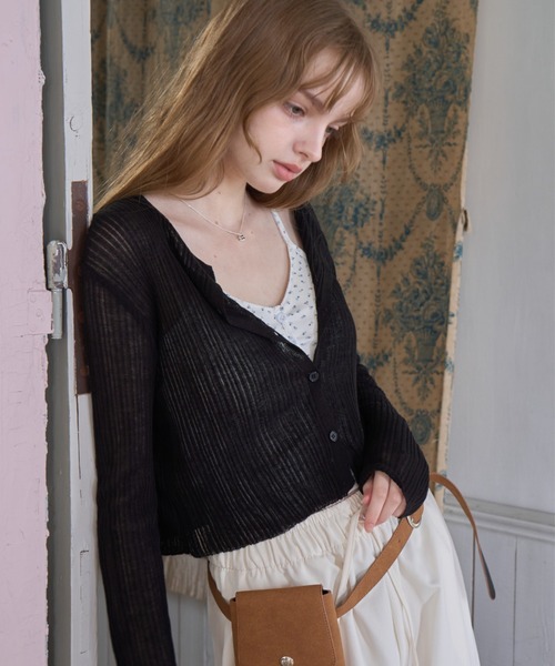 Birthday room（バースデイルーム）の「クロップドカーディガン/Cropped cardigan（カーディガン/ボレロ・レディース・ピンク/レッド/ブラック/ミント・FREE）」の2枚目の写真