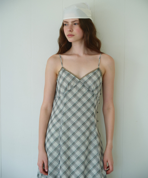 ROLAROLA（ロラロラ）の「CHECK SHEER SLIM LONG ONE PIECE GREEN（ワンピース・レディース・グリーン・FREE）」の2枚目の写真