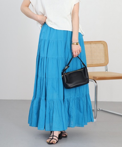 Fanaka(ファナカ)の「ティアードクリンクルスカート(スカート・レディース・ネイビー/ブルー/ブラック・FREE)」の3枚目の写真